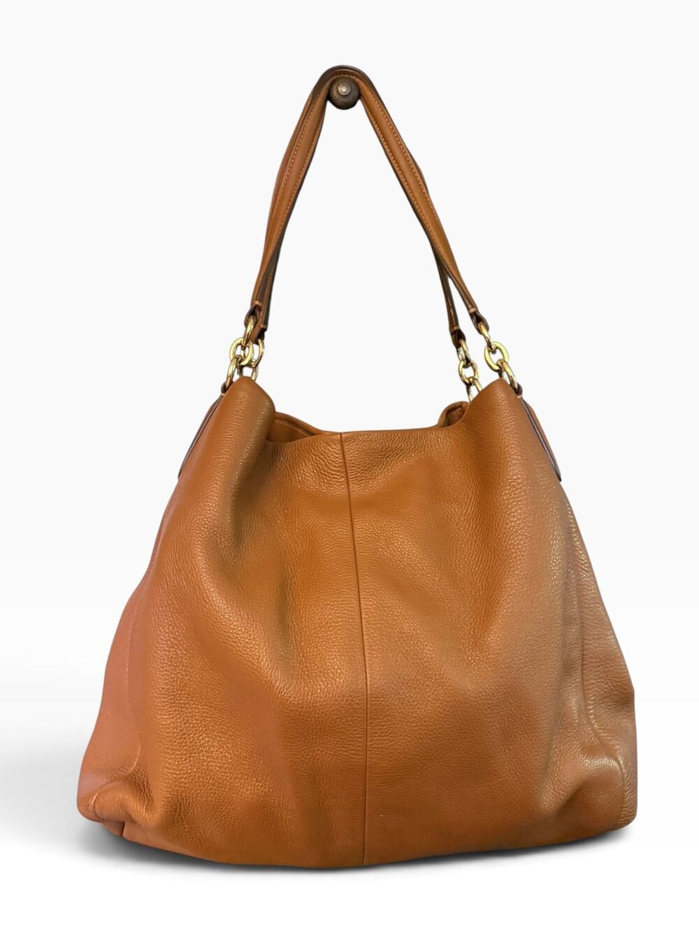 Coach Madison Phoebe F35723 Saddle Brown Pebbled Leather Hobo Shoulder Bag Flaw